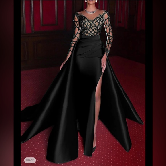 Black long sleeve elegant dress - Picture 2 of 2